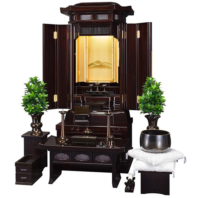 誓願堂 創価学会 仏壇 コンパクト 須弥山 黒檀 経机通常型 リビング