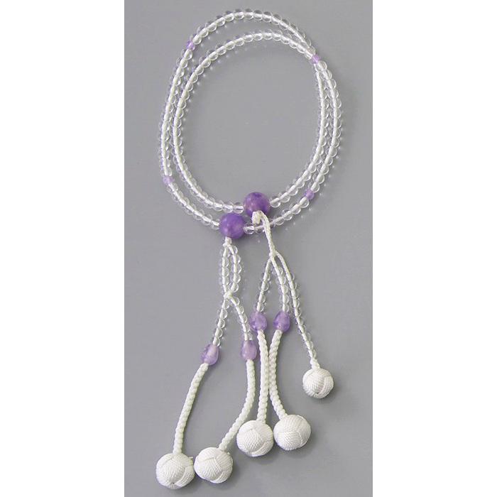 数珠　念珠　水晶　桐箱入り 創価学会 数珠 念珠 水晶 桐箱入 蓮華石 正絹かがり梵天 8.0寸 女性用