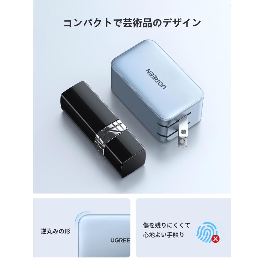 UGREEN Nexode PD 充電器 65W タイプC 急速充電器 GaNII窒化ガリウム 3ポート(USB-C*2とUSB-A*1) PD3.｜seigetsudou｜02