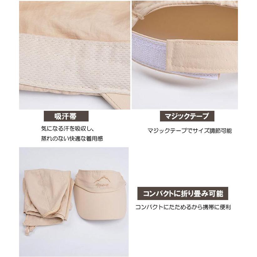 帽子 メンズ 4WAY つば広 キャップ 360°UVカット サンバイザー