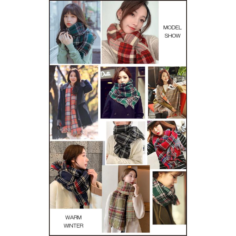 ストール マフラー リバーシブル 大判 チェック 秋冬 ふんわり 大判