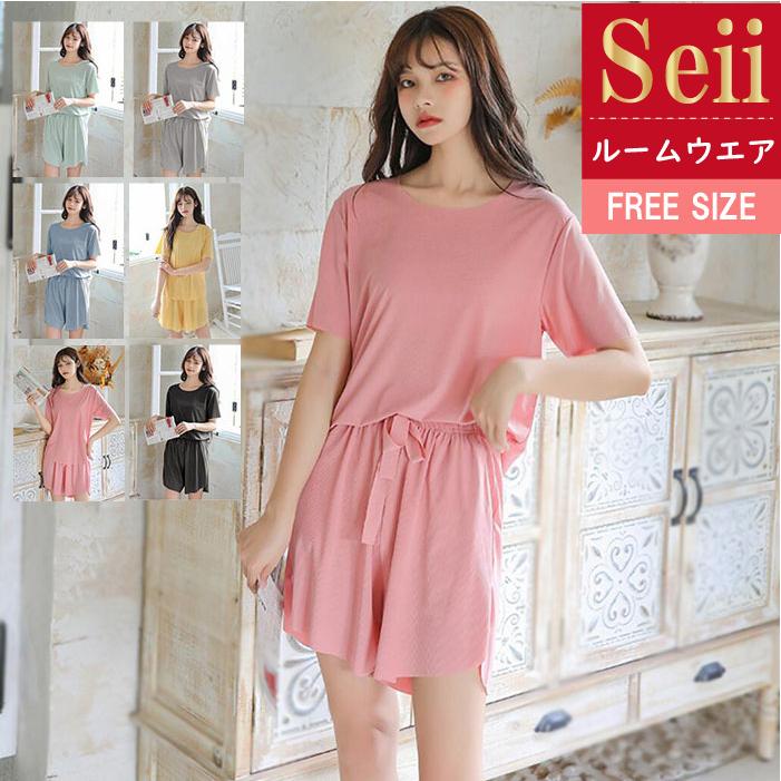 ルームウェア レディース リブ 薄手 ゆったり 夏 涼しい 半袖 Tシャツ 