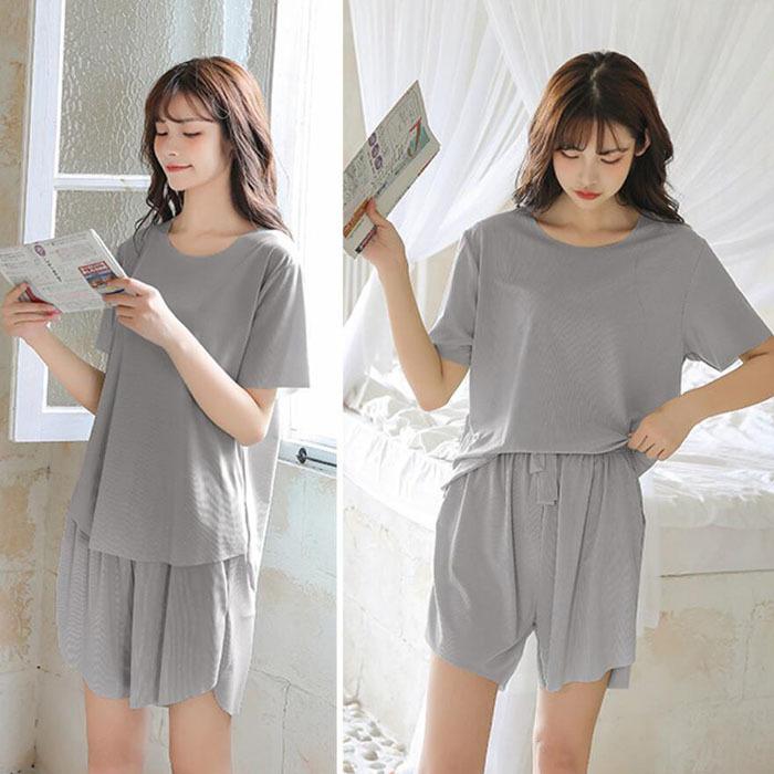 ルームウェア レディース リブ 薄手 ゆったり 夏 涼しい 半袖 Tシャツ 
