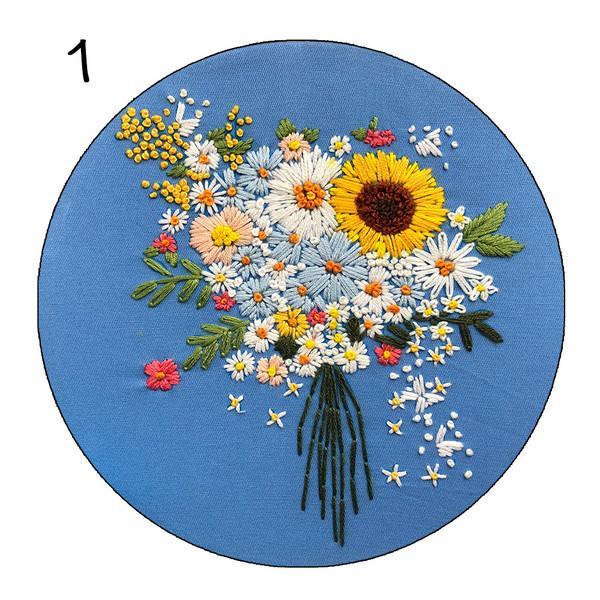 刺繍キット カラフルな花の フランス diy 初心者 簡単 立体な刺繍へ花
