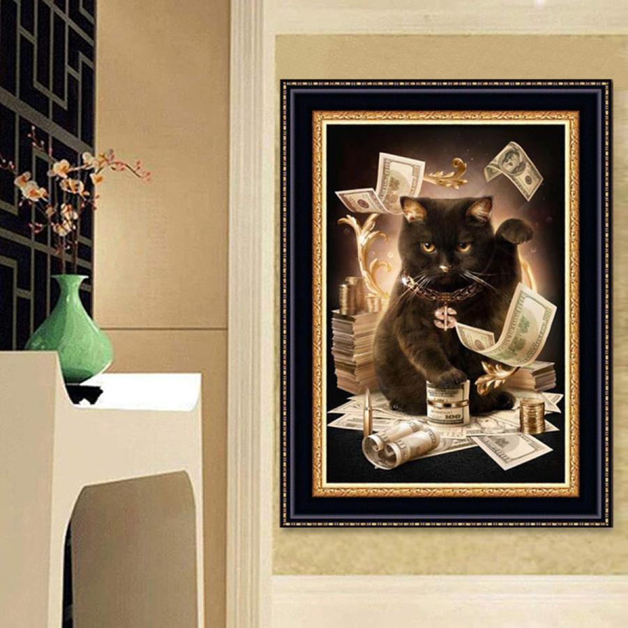 5Dダイヤモンド 図案 猫 ねこ 招き猫 黒猫 お金 ビーズ絵画　刺繍キット 初心者 趣味 パズルアート やり方 簡単　説明書付き　 |  | 03