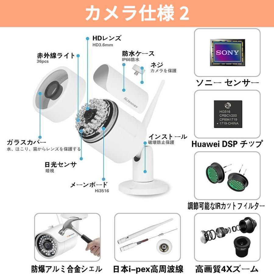 JENNOV 防犯カメラ 屋外 ワイヤレス  300万画素 2台セット 2台~8台セット ネットワーク 監視カメラ 録画機付き 動体検知 暗視 音声録画 遠隔操作 マイク内蔵｜seiichi｜19