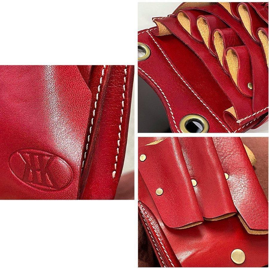 プロ用のハサミとシザーケース シザーケース 美容師 プロ トリマー 両面 本革 ハサミ 7丁 大