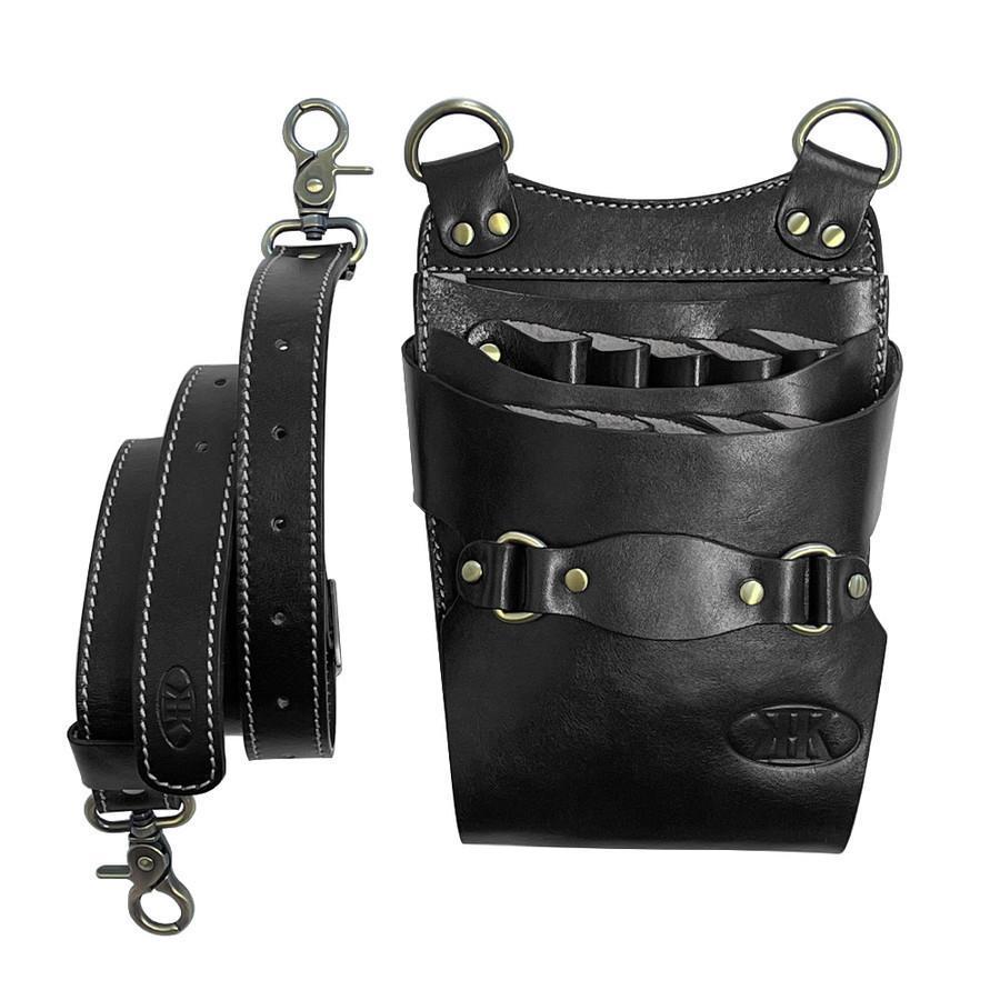 シザーケース シザーバッグ 美容師 理容師 10丁入り 本革 肩掛け