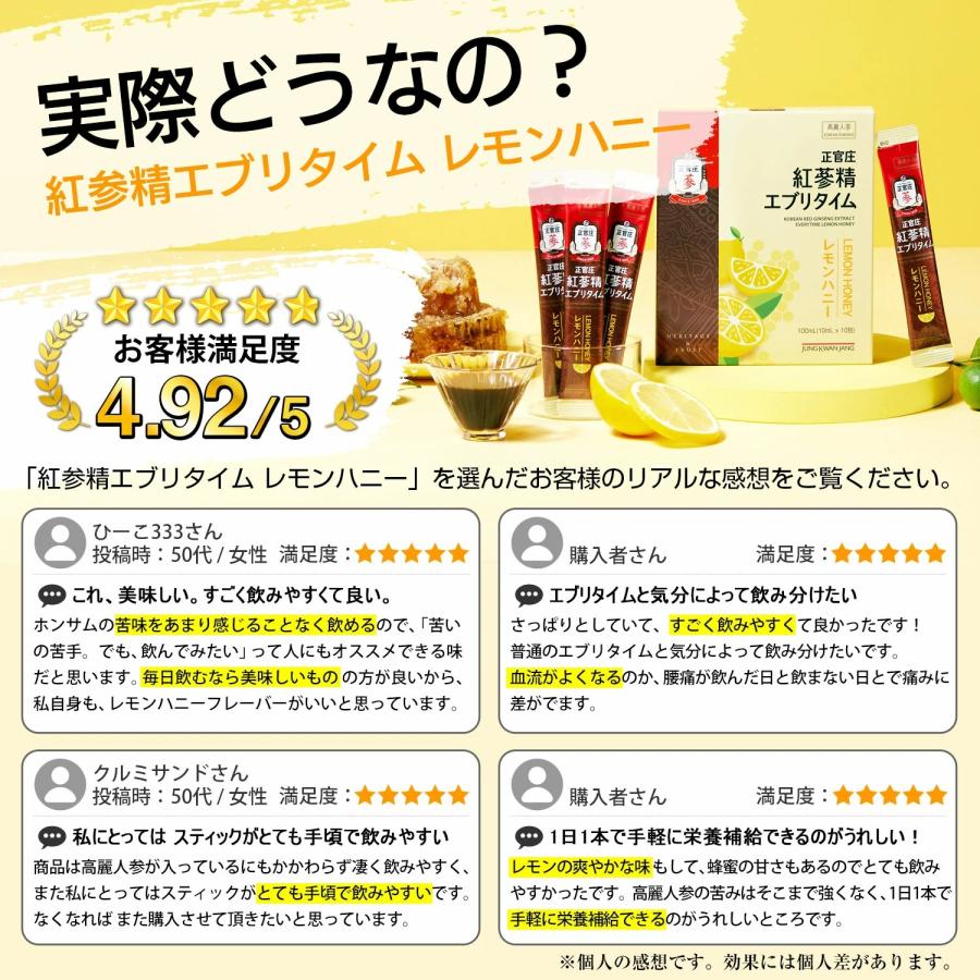 正官庄 【正官庄 日本公式】紅参精エブリタイムレモンハニー 20包 