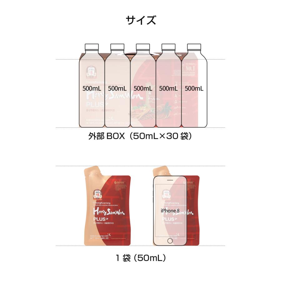 【正官庄 日本公式】ホンサムウォンプラス(HongSamWon PLUS) 1箱 (50ml×30袋)│正官庄(ジョンガンジャン) 紅参元 6年根 高麗人参 霊芝エキス サプリ 朝鮮人参｜seikansho｜08