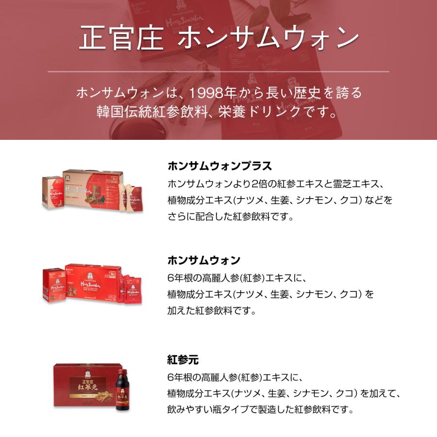 【正官庄 日本公式】ホンサムウォンプラス(HongSamWon PLUS) 1箱 (50ml×30袋)│正官庄(ジョンガンジャン) 紅参元 6年根 高麗人参 霊芝エキス サプリ 朝鮮人参｜seikansho｜09