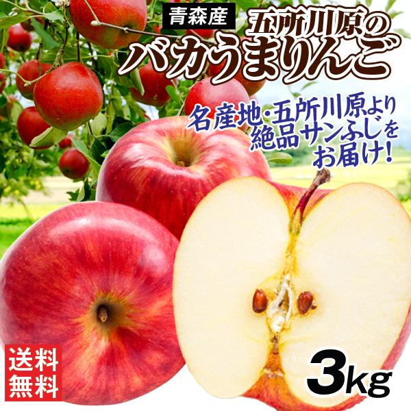 りんご 3kg 青森産 バカうまりんご サンふじ ご家庭用 送料無料 食品 爆買（Yahoo!・食みらい・国華園）
