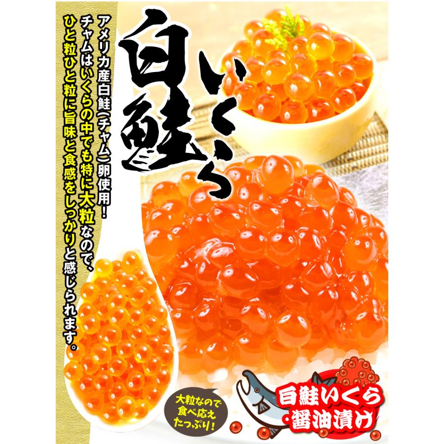 いくら 訳あり 白鮭いくら 醤油漬け 250g 大粒 チャム 魚卵 冷凍便