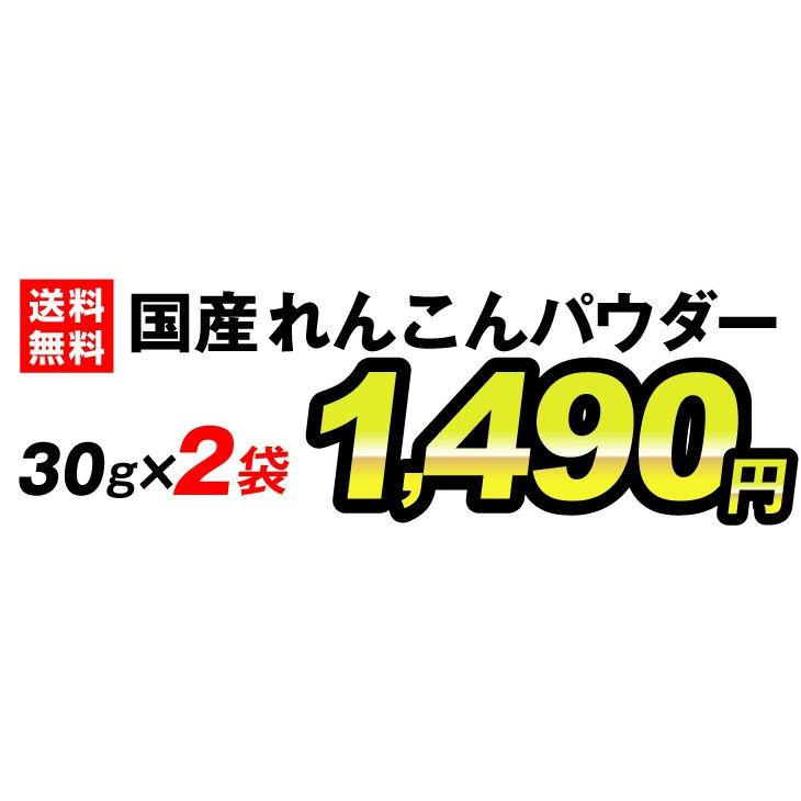 れんこんパウダー 60g 国産（1袋あたり30g×2袋）100%無添加 メール便 送料無料 国内加工 食品 ポイント消化 国華園｜seikaokoku｜03