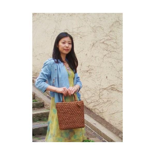《六角編の風合いが美しい》山葡萄籠工房 山ぶどうかごバッグBR-06Y 六角編 Mサイズ 飾細工付_1