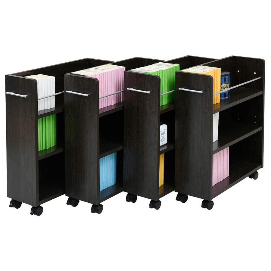 《文庫本やメディア、日用品のストックなども》JKプラン キャスター付き収納ワゴン(クローゼット収納向け)W190×D580×H655mm4個セットSGT-0128SET-DB