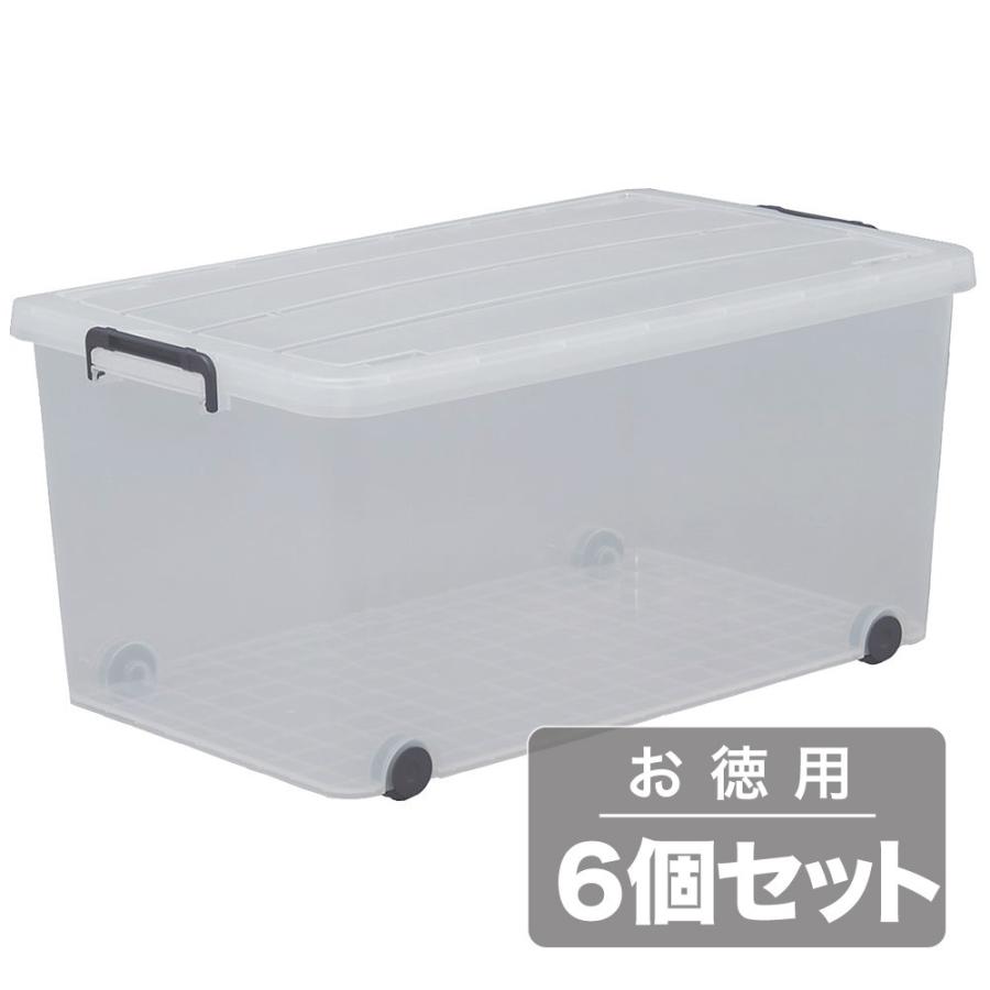 《中身が確認しやすいクリアタイプ。一般的な押入れに入る奥行きサイズ》アイリスオーヤマ キャリー付き収納ボックスTFC-440クリアー6個セット