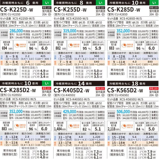 Panasonic Kシリーズ フル暖エアコン Eolia ルームエアコン 冷房/暖房
