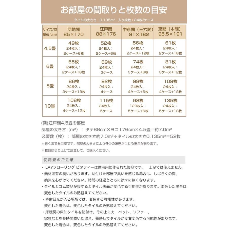 LAYフローリング ピタフィー PITAFI 床材 10畳用 DIYに 東リ PACK-PITAFI-10 5ケース120枚(15.49平米) メーカー直送品 代引・土日祝配送・時間指定 不可 爆買の画像