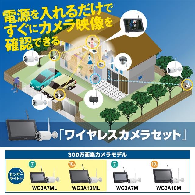 防犯カメラ 7インチモニター マスプロ WC3A7ML モニター＆カメラセット
