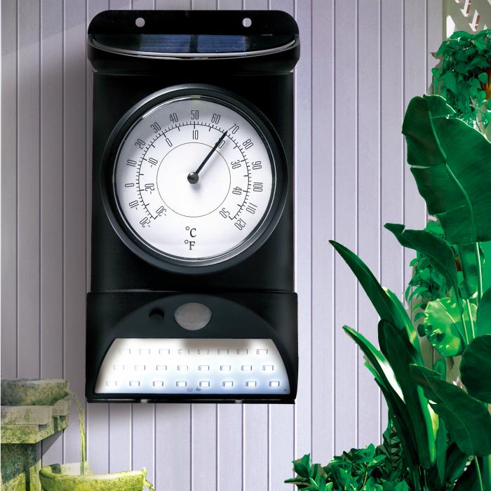 温度計 LED 人感 センサー ソーラー ライト 付き 屋外 防水 led 庭