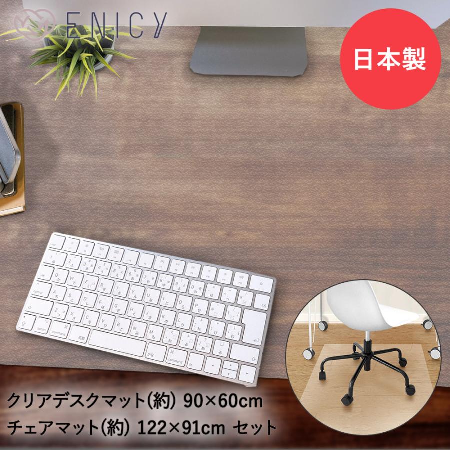 デスクマット 透明 90 × 60 cm ＆ チェアマット 122 91 1.5 mm