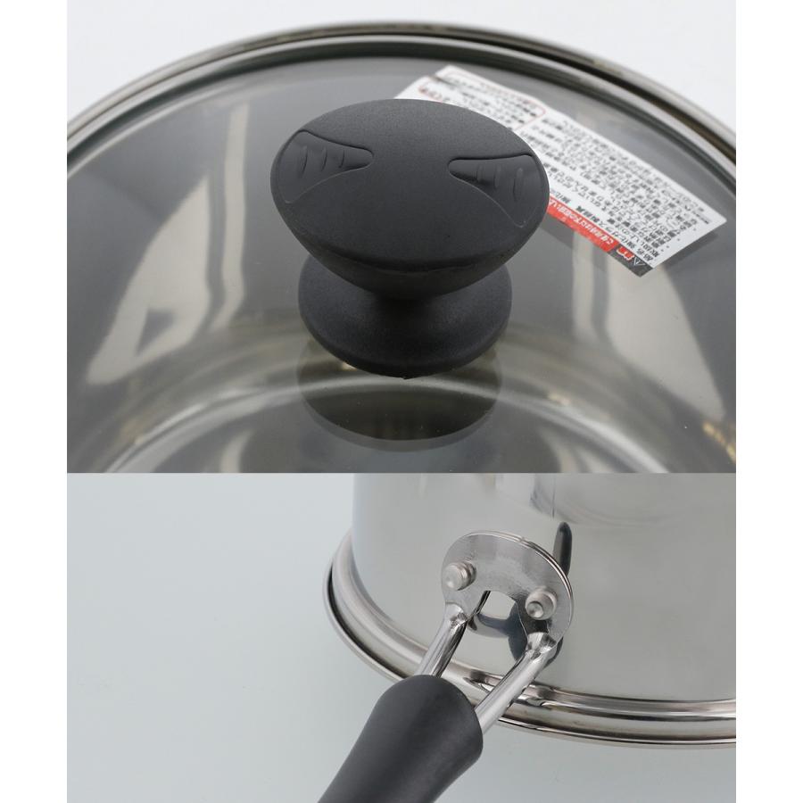 プリオール ステンレス3層底 片手鍋 14cm ガラス蓋付 ガス火 IH 対応 ND-5991 LIVPLUS | ガス火専用 ガス 鍋 直火 ...