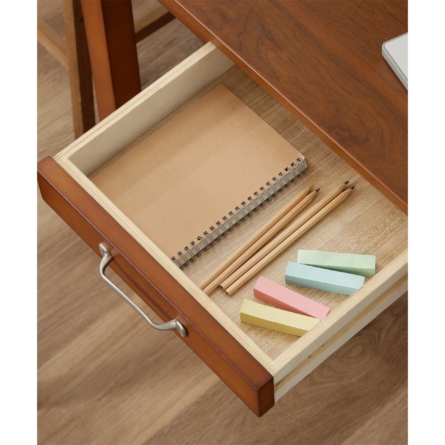 デスク マンチェスター ミディアムブラウン 組立式 天然木 不二貿易