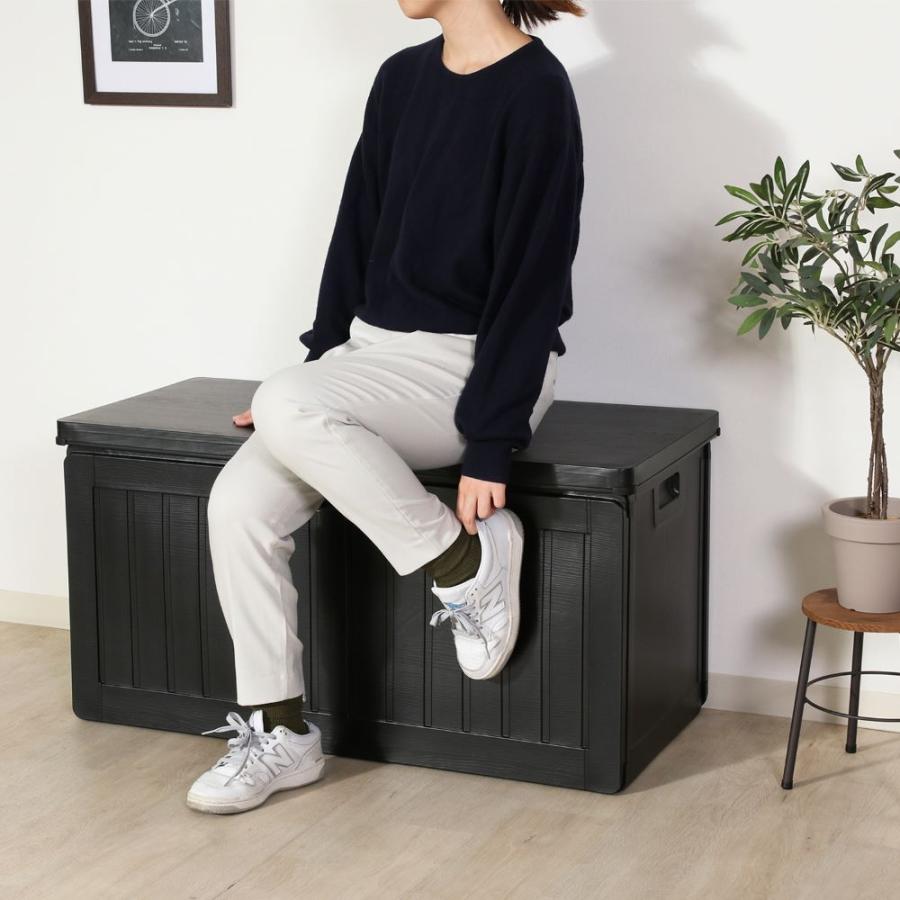 収納BOX ベンチ 190L ブラック 組立式 不二貿易 | 宅配ボックス 収納