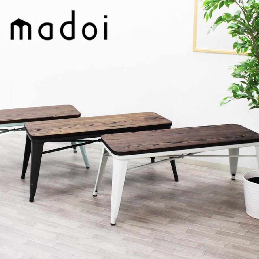 ヴィンテージ デザイン ダイニング ベンチ チェア 天然木 スチール Madoi マドイ ホワイト ブラック ミストグリーン カフェ ブルックリン レトロ おしゃれ C153 生活空間 通販 Yahoo ショッピング