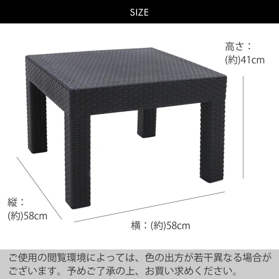 ガーデン ローテーブル 58×58cm チェア 2脚 セット ラタン調 LA・TAN