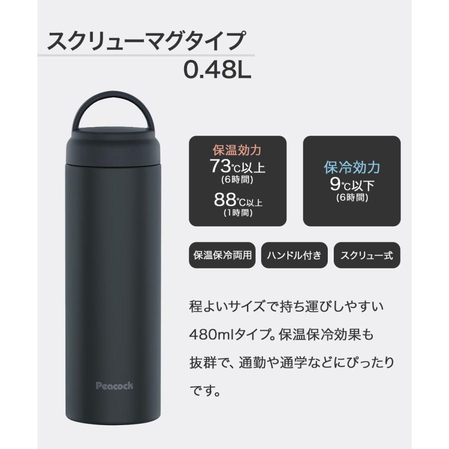 スクリュー マグボトル 水筒 480ml ピーコック AKZ-48 | おしゃれ 直