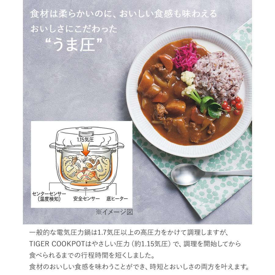 電気圧力鍋 2.2L クッカー COOKPOT タイガー クックポット COK-A220 TIGER | 圧力鍋 電気 鍋 炊飯器 ご飯 炊飯 1合 2合 3合 白｜seikatsukukan｜04