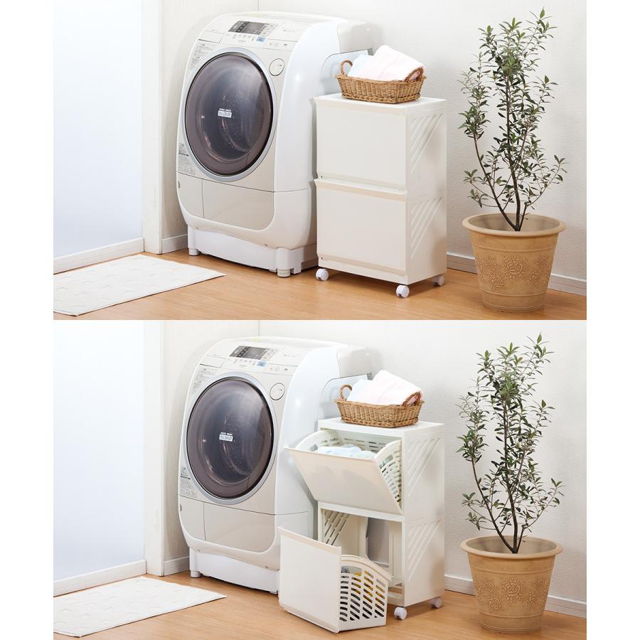 LAUNDRY BOX Clevan 322 アイボリー ハンドル付バスケット 2段 平和