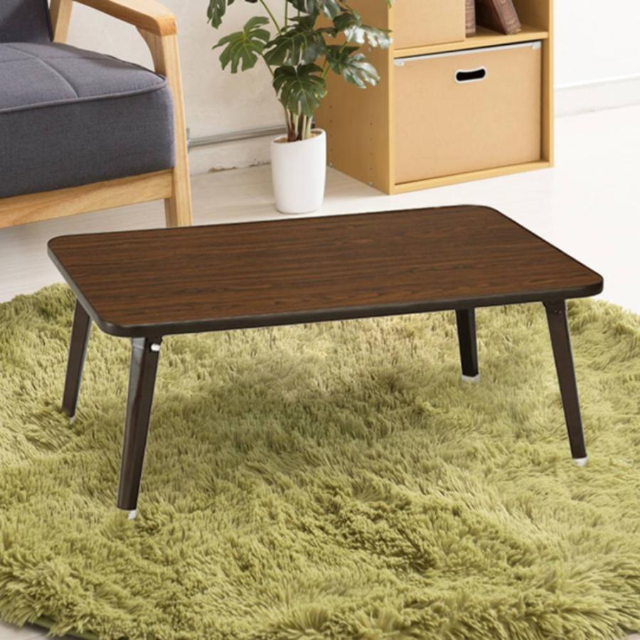 ミニテーブル 折りたたみ テーブル 75cm × 50cm 木目 天板 NK-75 永井