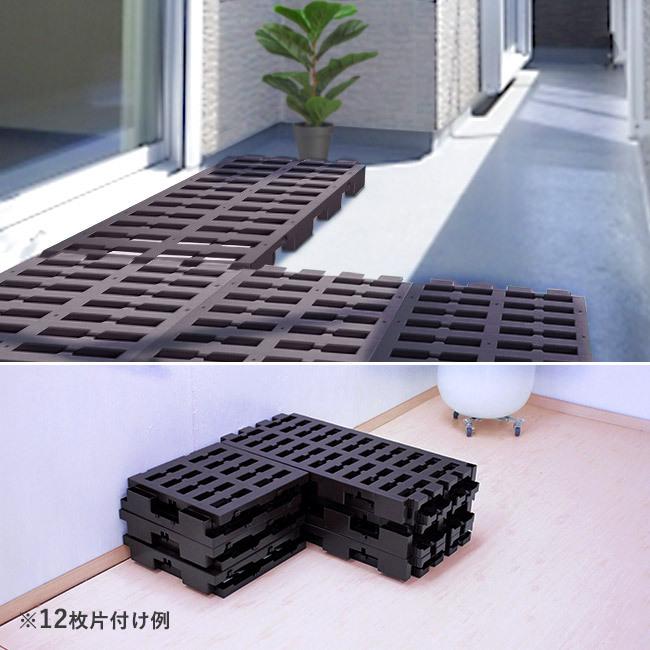 ジョイント すのこ ダブル 12個セット プラスチック 樹脂　ブラウン ジョイント すのこ ダブル 12個セット プラスチック 樹脂
