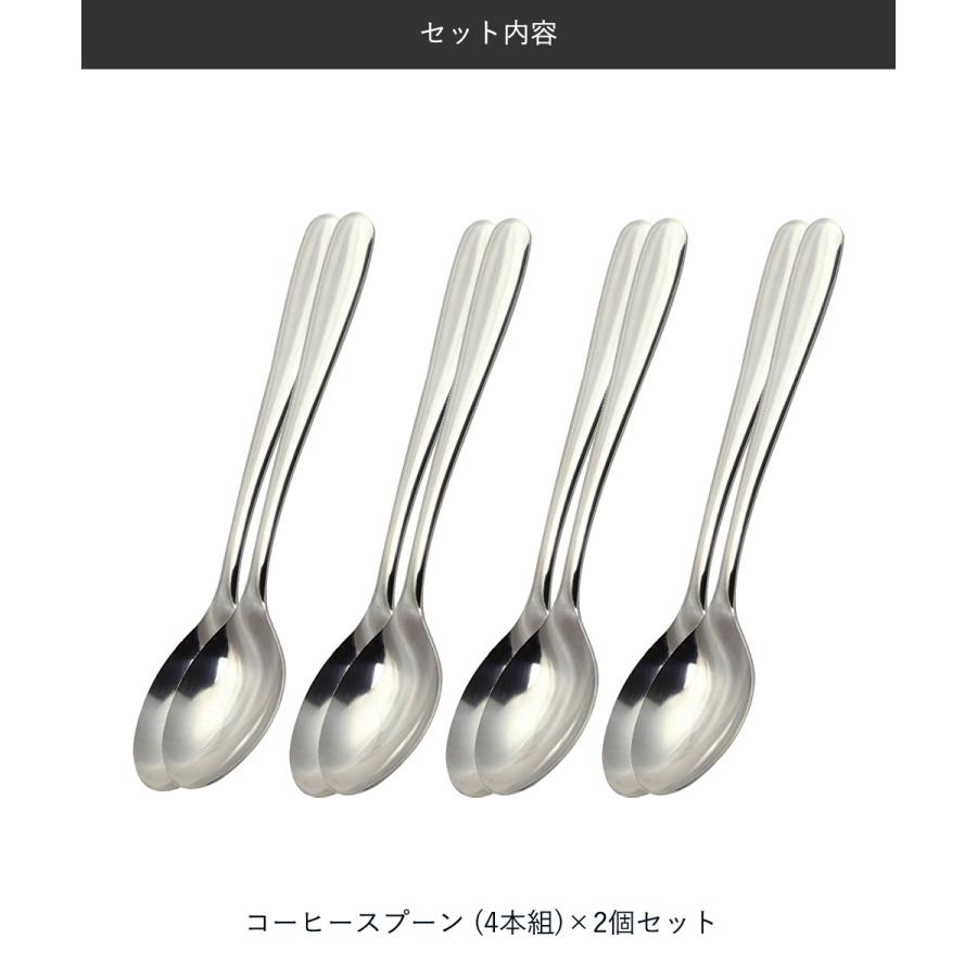 ステンレス製 コーヒースプーン 4本組 2個セット 食洗機可能 日本製