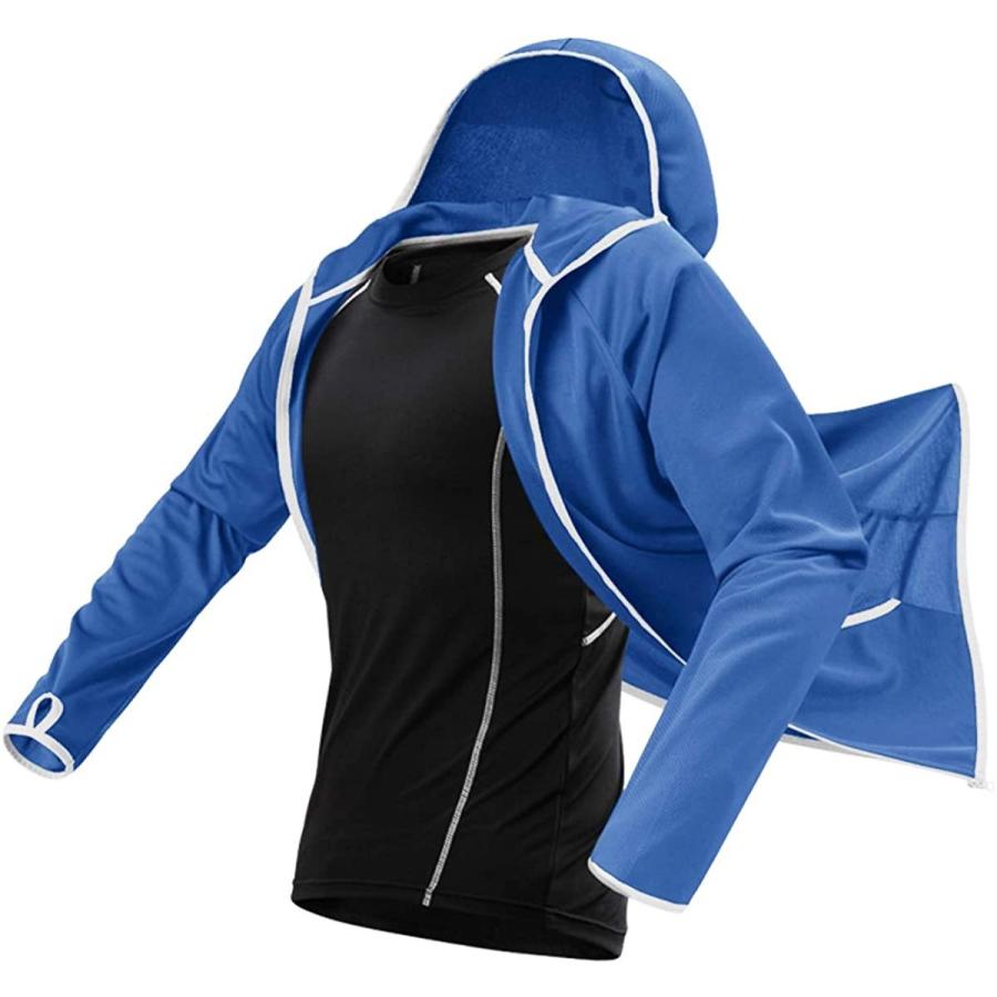 Wohthops ラッシュガード パーカー メンズ 無地 通気性 登山 紫外線対策 Uvカット 日焼け止め 長袖 指穴付き ポケット付き 体型カバー 人気商品は