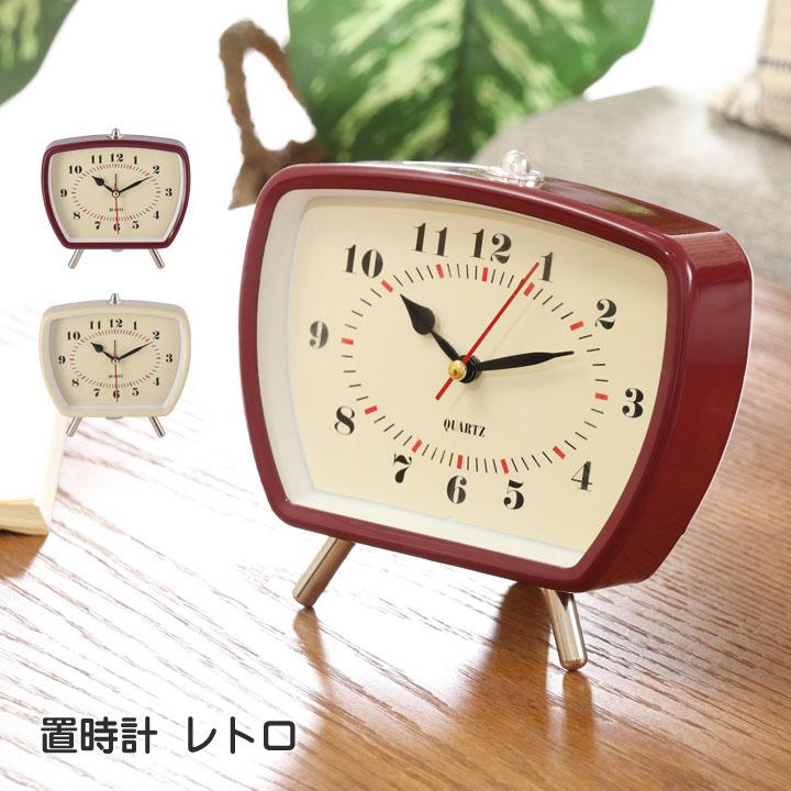 不二貿易（Fuji Boeki） 置時計 レトロ レッド ホワイト レトロ調