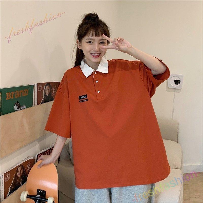 ポロシャツ半袖tシャツトップスカットソー無地シンプルロゴ大きい大きめビッグゆったり赤レッドイエロー青 感謝の声続々