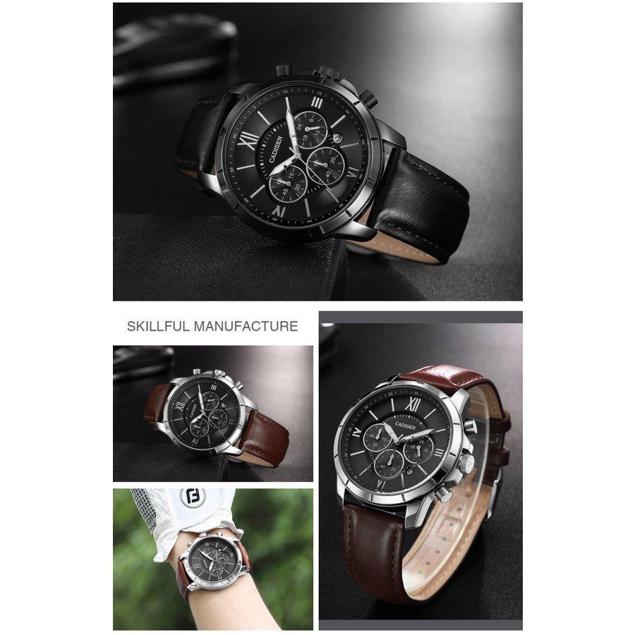 売れ筋ランキングも掲載中 腕時計 ブラウンベルト おしゃれ シンプル ビジネス 合皮 レザーベルト クロノグラフ C9060 Cadisen ブランド メンズ腕時計 腕時計 Pathwaysfl Org