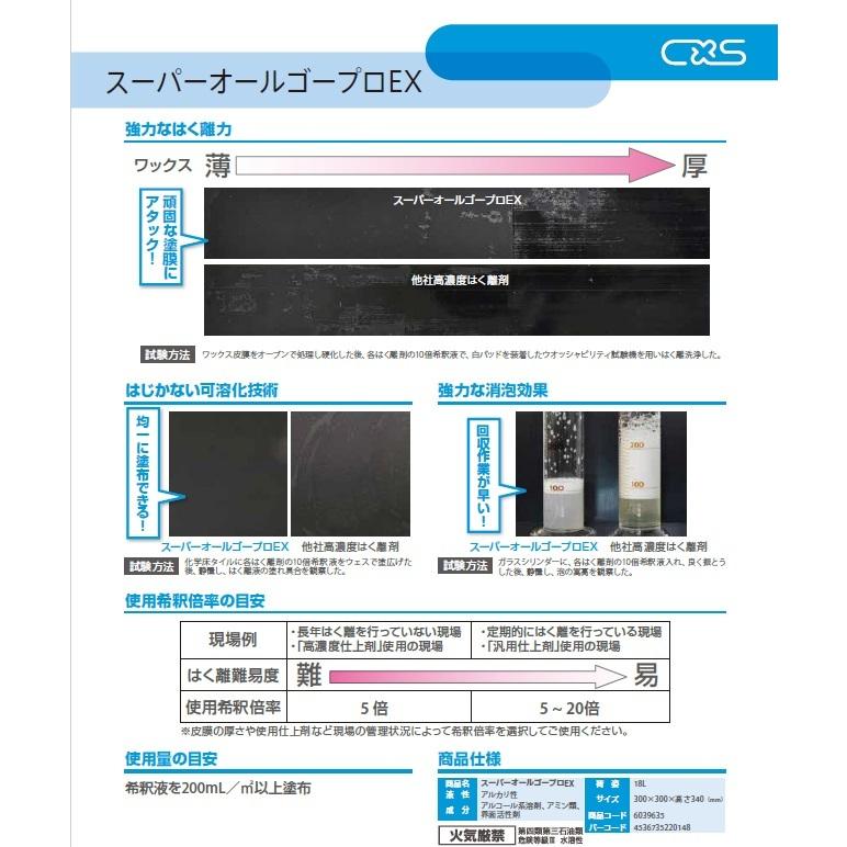 CXS シーバイエス スーパーオールゴープロEX 18L [業務用 床用はく離剤 