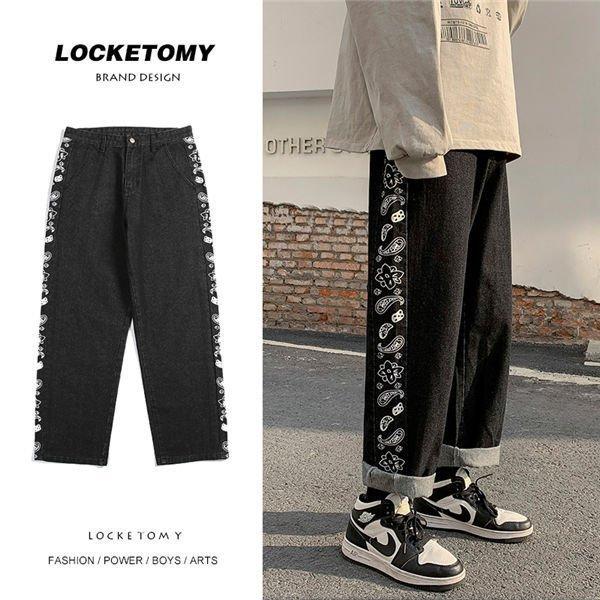 メンズファッション 2種類選べる デニムパンツ メンズ ワイドパンツ プリント ロゴ ジーパン デニムジーンズ 美シルエット 春夏秋 ゆったり 送料無料 D25mejlmvt Www Guillermobogao Com