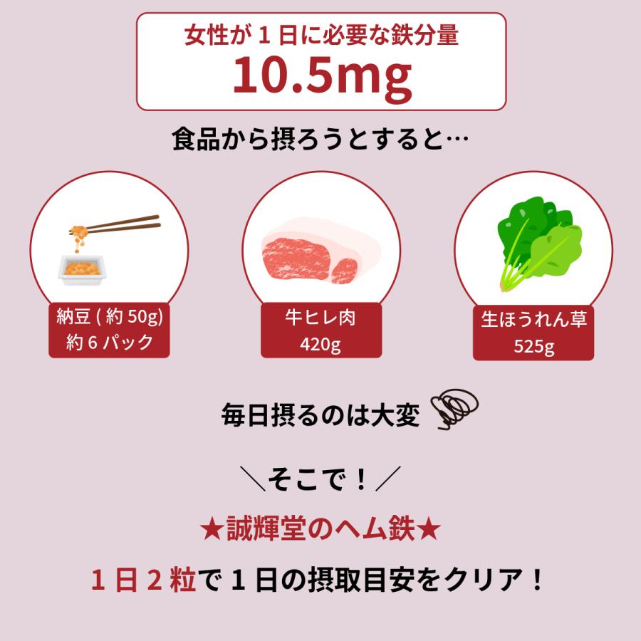 ヘム鉄 60粒入 約1ヶ月分 2粒で1日分の鉄分 鉄不足が気になる方に