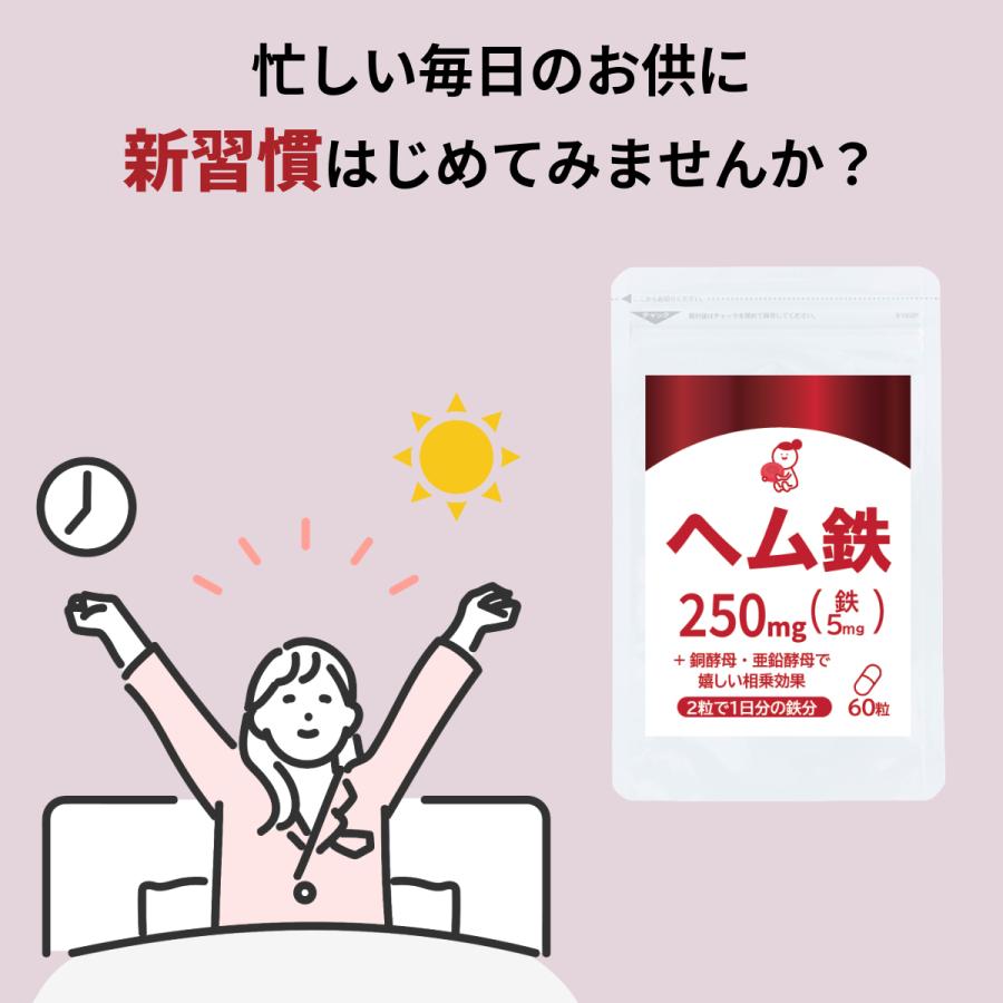 ヘム鉄 60粒入 約1ヶ月分 2粒で1日分の鉄分 鉄不足が気になる方に