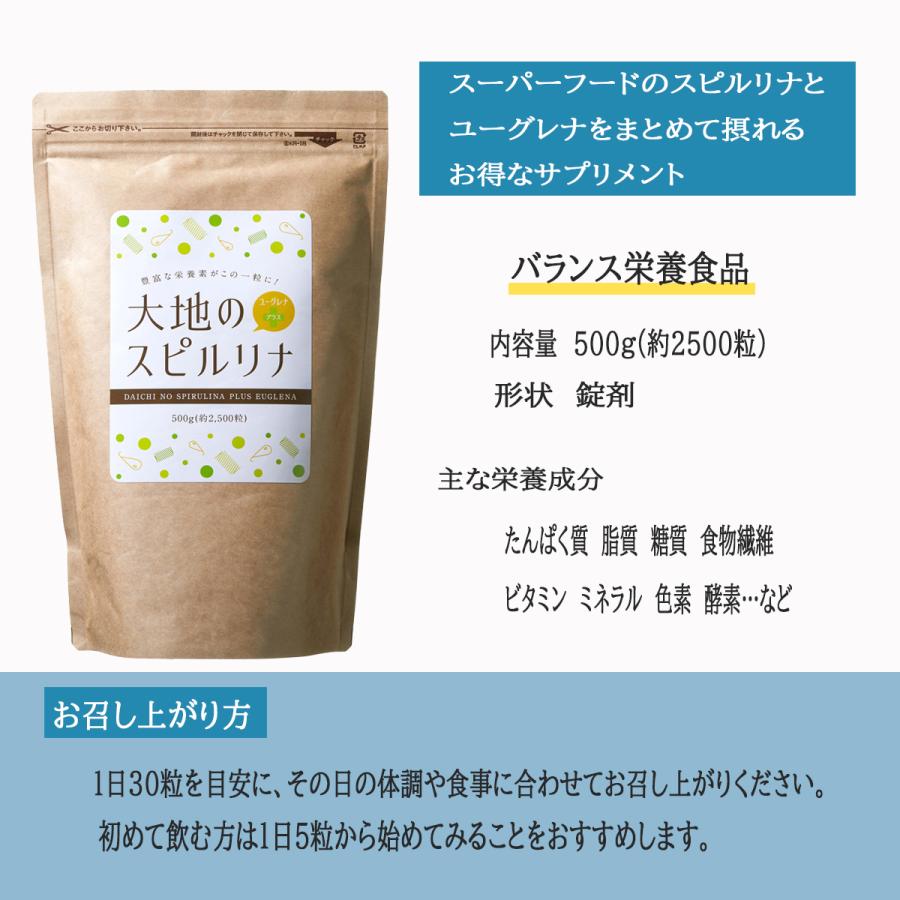 大地のスピルリナ+ユーグレナ 500g マルチビタミン&ミネラル