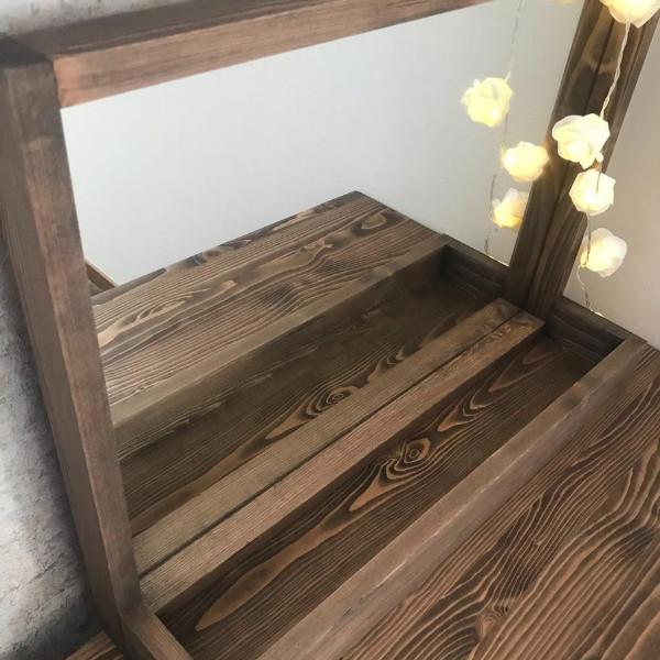 ドレッサー 鏡台 化粧台 天然木 引出し付 デスク スツール 卓上ミラー