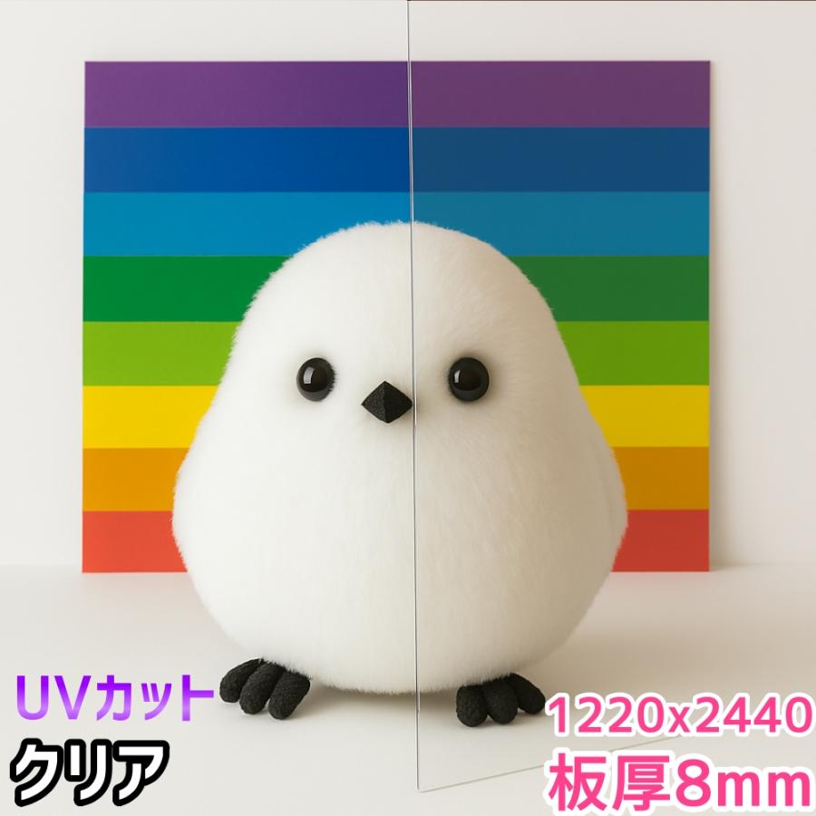 ポリカーボネート板 8mm クリア 定尺品 1220x2440mm 両面耐候