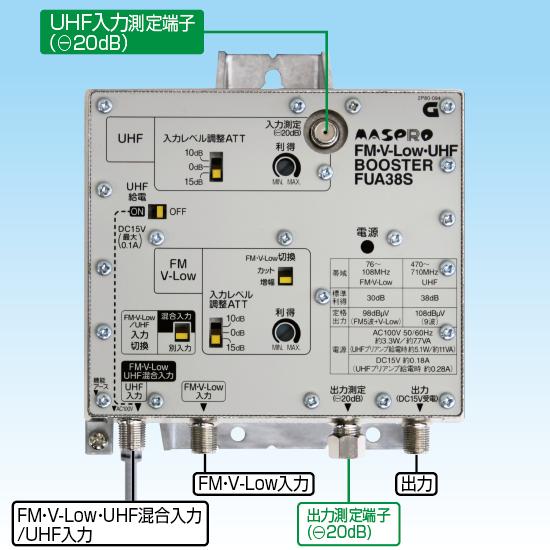 マスプロ 共同受信用 UHF・FMブースター FUA38S : セイコー マスプロ 共同受信用 UHF・FMブースター FUA38S : セイコー