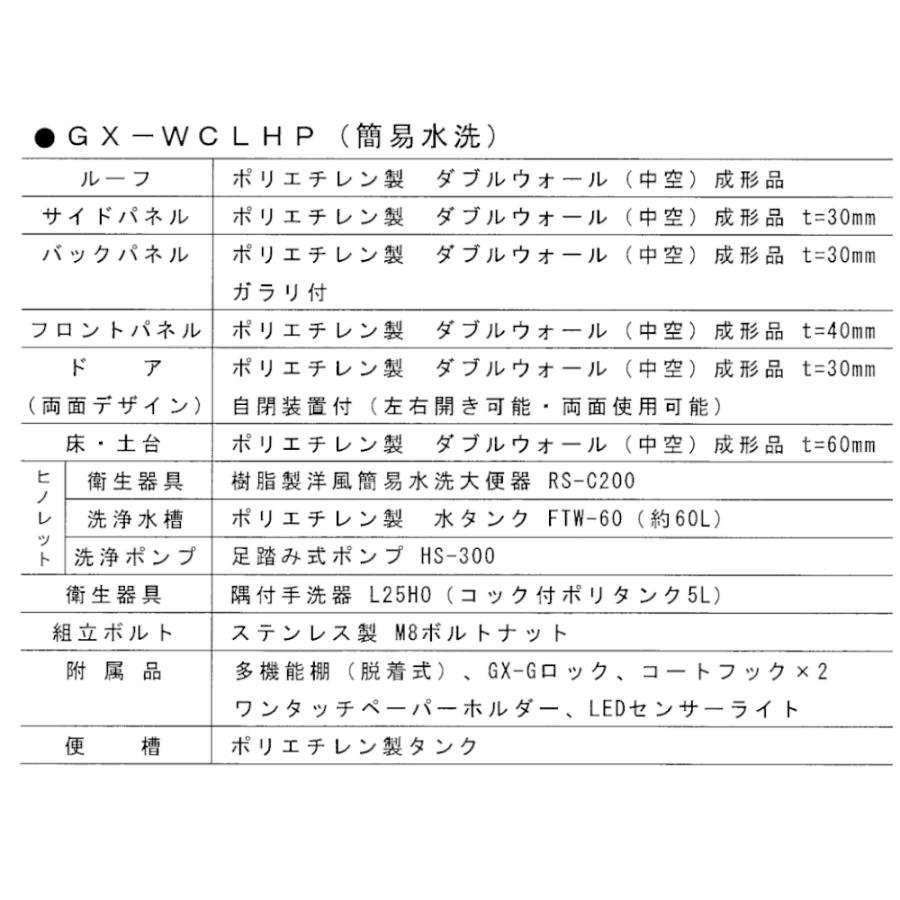 日野興業 仮設トイレ GX-WCLHP 簡易水洗式 樹脂製 洋式便器 手洗いタンク5L｜seiko-techno｜08